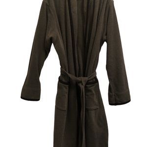 LL BEAN MENS GRAY & BLACK BELTED ROBE